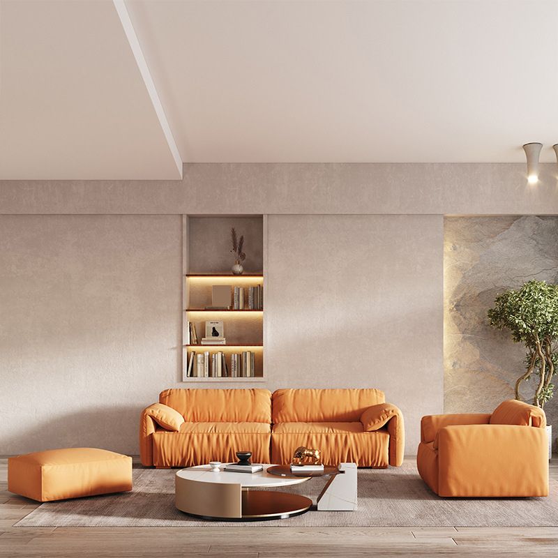 Canapé de bras top moderne avec oreiller en faux cuir orange