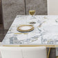 Luxury Sintered Stone Top Table Rectangle Table with Gold Pedestal Clearhalo 'Dining Tables & Seating' 'Dining Tables' 'dining_table' 'furn' 'furn_dining_table' 'Furniture' 'Kitchen & Dining Furniture' 1200x1200_33fee462-7181-4c96-a81e-3150cc5ef384