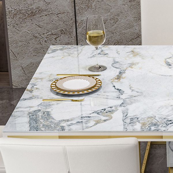 Luxury Sintered Stone Top Table Rectangle Table with Gold Pedestal Clearhalo 'Dining Tables & Seating' 'Dining Tables' 'dining_table' 'furn' 'furn_dining_table' 'Furniture' 'Kitchen & Dining Furniture' 1200x1200_33fee462-7181-4c96-a81e-3150cc5ef384