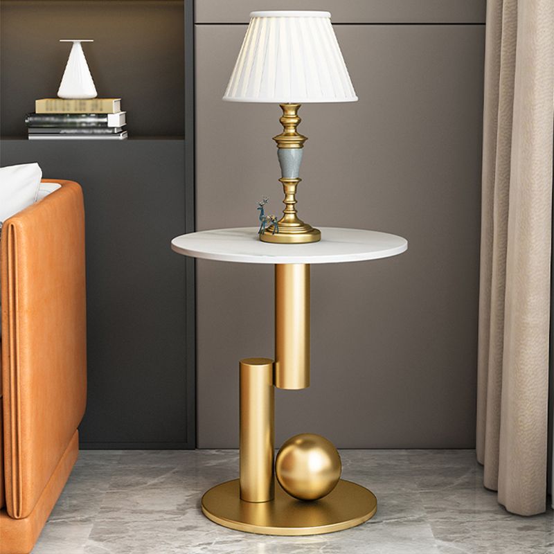 Style de style moderne Metal Top Slate Grey / Black Gold / White Round Table ronde