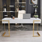 Escritorio con 1 cajón, escritorio de oficina rectangular Glam, madera artificial