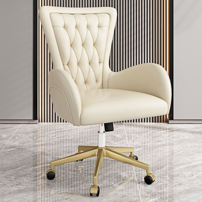 Mid Back Office Chair Rotatable Leather Desk Chair with Steel Base Clearhalo 'furn' 'furn_office_chair' 'Furniture' 'Office Chairs' 'Office Furniture' 'office_chair' 1200x1200_340299bb-f4ba-4b96-a3ad-4a51edf21087