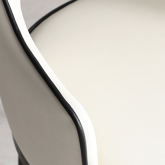 Glam Open Back Dineren fauteuil pu lederen eetkamerstoel met massieve houten benen