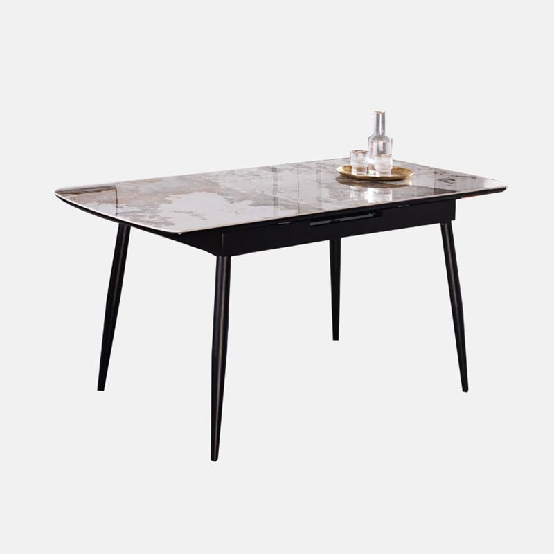 Table à manger à rectangle en pierre avec mobilier de feuilles pour le restaurant
