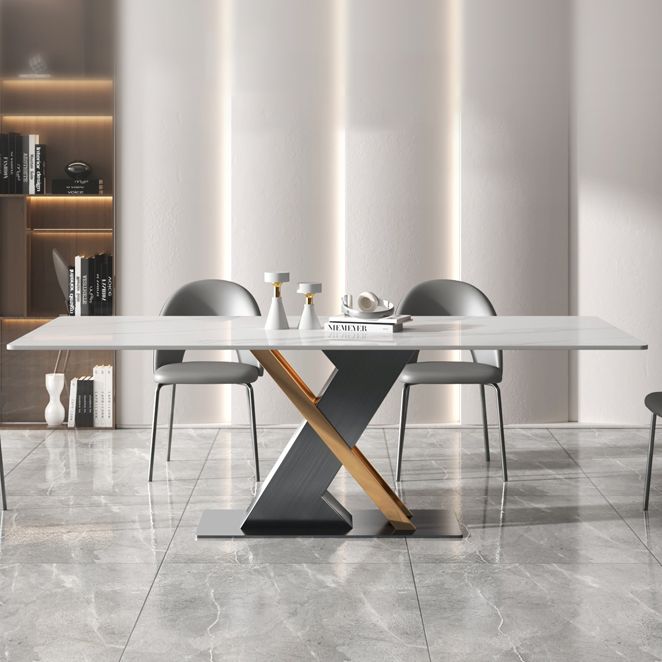 Modern Sintered Stone Dining Table White Dining Room Table with Pedestal Base Clearhalo 'Dining Tables & Seating' 'Dining Tables' 'dining_table' 'furn' 'furn_dining_table' 'Furniture' 'furniture_dining_table' 'Kitchen & Dining Furniture' 'kitchen' 'kitchen_dining_table' 1200x1200_34032df6-8778-4b5f-9d5e-ed0ef47b1495