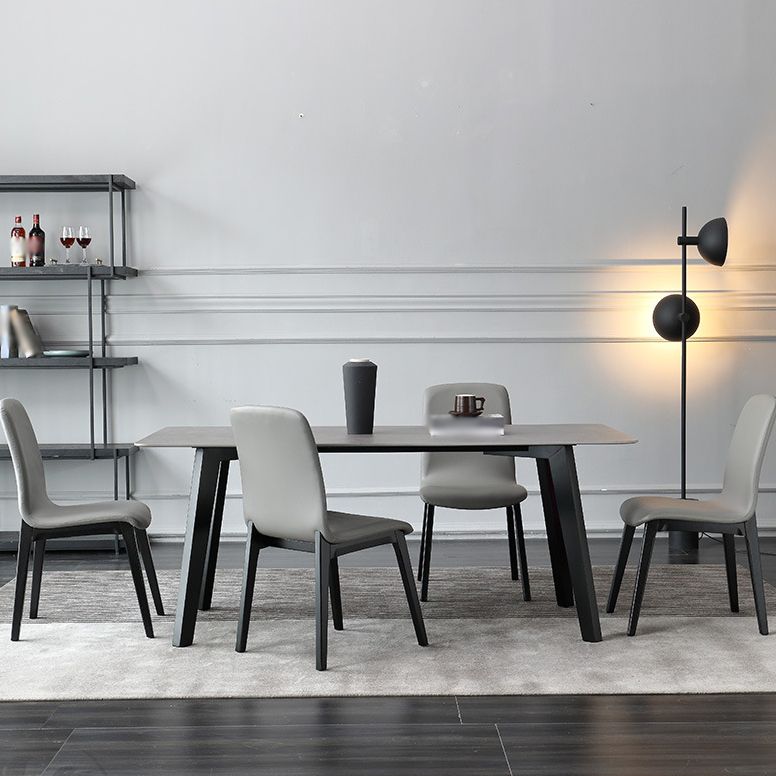 Contemporary Dining and Accent Chairs Matte Finish Leather Curved Parsons Armless Chair Clearhalo ' kitchen&dining_furn' 'Dining Chairs' 'Dining Tables & Seating' 'dining_chair' 'furn' 'furn_dining_chair' 'Furniture' 'furniture_dining_chair' 'Kitchen & Dining Furniture' 'kitchen' 1200x1200_340352ee-8a7e-4642-9248-a5785c692f65