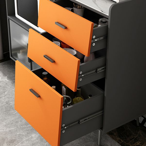 Drawer Engineered Wood Sideboard Glam Glass Doors Credenza with Stone Countertop Clearhalo 'buffet_sideboard' 'Buffets & Sideboards' 'furn' 'furn_buffet_sideboard' 'Furniture' 'Kitchen & Dining Furniture' 1200x1200_34039f3f-6be1-44d5-98b9-22a62d4698f0