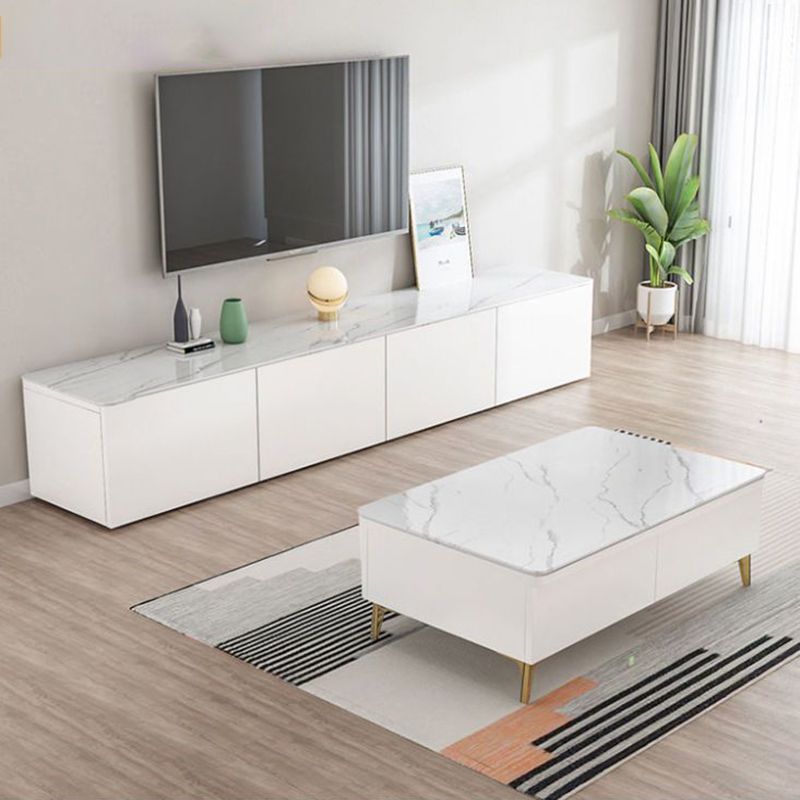 Contemporary Wood White TV Stand Console Enclosed Storage TV Media Stand for Living Room Clearhalo 'furn' 'furn_tv_stands_entertainment_centers' 'Furniture' 'Living Room Furniture' 'TV Stands & Entertainment Centers' 'TV Stands & Media Storage Furniture' 'tv_stands_entertainment_centers' 1200x1200_3404b057-7561-4ce4-80a2-acf4fb88da92