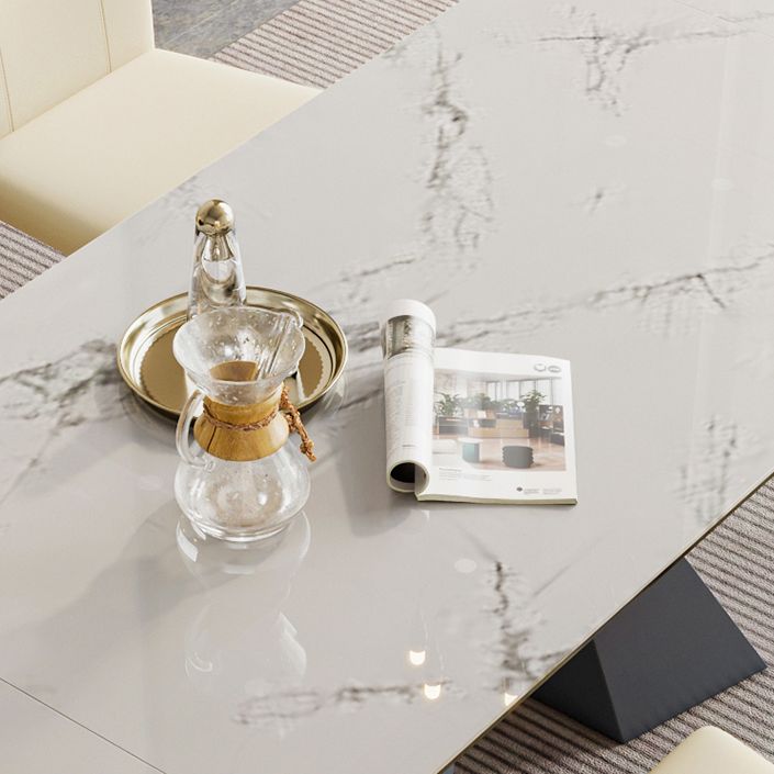 Rectangle Traditional Luxury Dining Table Sintered Stone Table with Double Pedestal Base Clearhalo ' dining_table' 'Dining Tables & Seating' 'Dining Tables' 'furn' 'furn_dining_table' 'Furniture' 'furniture_dining_table' 'Kitchen & Dining Furniture' 'kitchen&dining_furn' 'kitchen' 'kitchen_dining_table' 1200x1200_3404cb5d-496b-4c8f-876c-802f057ae1e8