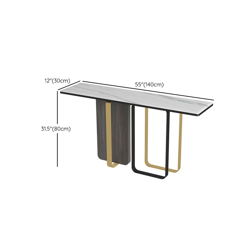 Tavolo della console glam tavolo accento in pietra rettangolo, largo 12 pollici