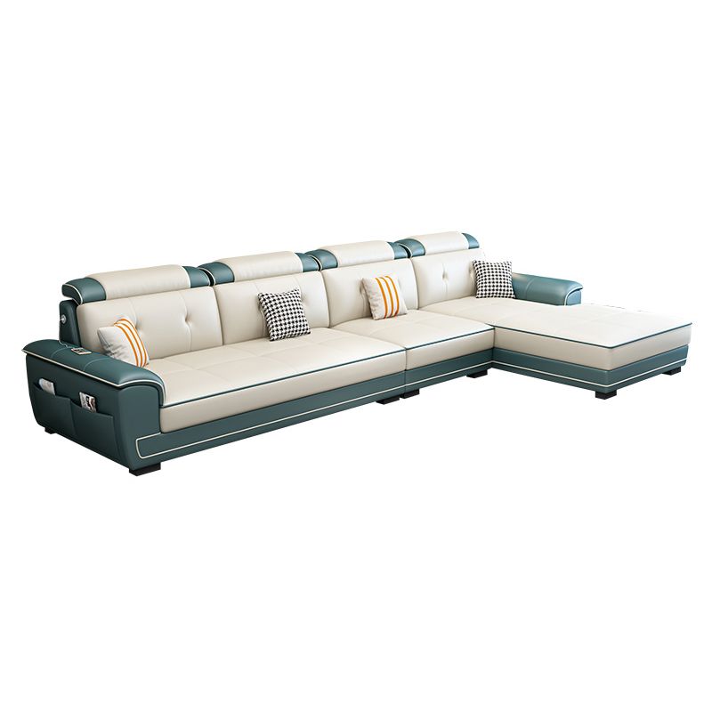 133.07" L x 70.86" W x 35.43" H Stain-Resistant Faux Leather Pillow Top Arm Sectionals Clearhalo 'furn' 'furn_sectionals' 'Furniture' 'furniture_sectionals' 'kitchen' 'kitchen_sectionals' 'Living Room Furniture' 'Sectionals' 1200x1200_34063bea-9c1c-4bc8-b92a-9de6e6b54cca