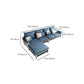 Blue Scandinavian Pillow Back Sectional Sofa Flared Arm Sectional