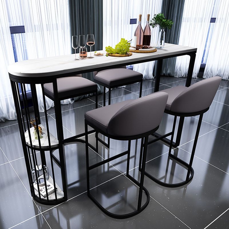Modern Black and White Event and Cocktail Table Marble Storage Counter Table Clearhalo 'Bar Furniture' 'Bar Tables' 'bar_tables' 'Furniture' 'furniture_bar_tables' 'Kitchen & Dining Furniture' 'kitchen&dining_furn' 'kitchen' 1200x1200_3409d52b-7de3-4d41-bd50-f8e6a1fa41af