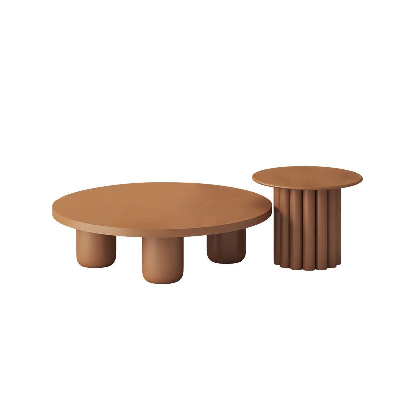 Modern Round Wooden Coffee Table Set Solid Wood 4 Legs Cocktail Table Clearhalo 'Coffee & Accent Tables' 'Coffee Tables' 'coffee_tables' 'furn' 'furn_coffee_tables' 'Furniture' 'Living Room Furniture' 1200x1200_340cf253-3ed6-4cc4-9371-bb419c11b4fb