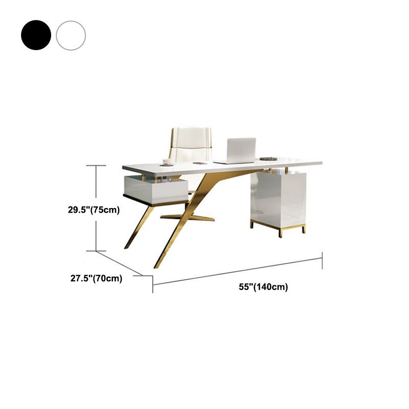 Scrivania scritta bianca e nera glam pietra piedistallo scrivania