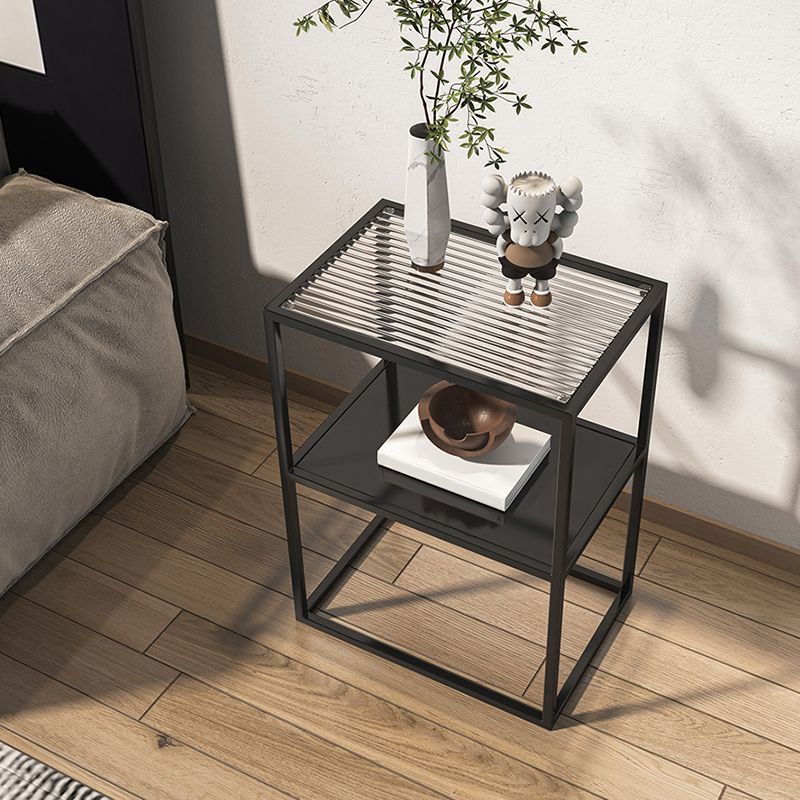 Mesa de deslizamiento del extremo de marco mesa de esquina de doble nivel rectangular con almacenamiento