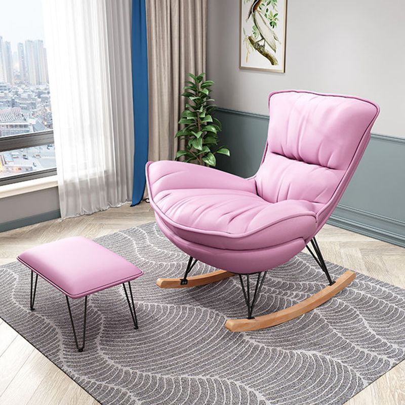 Sedia a dondolo contemporanea Codice in pelle con finta sedia da bilanciere con cuscini con cuscini