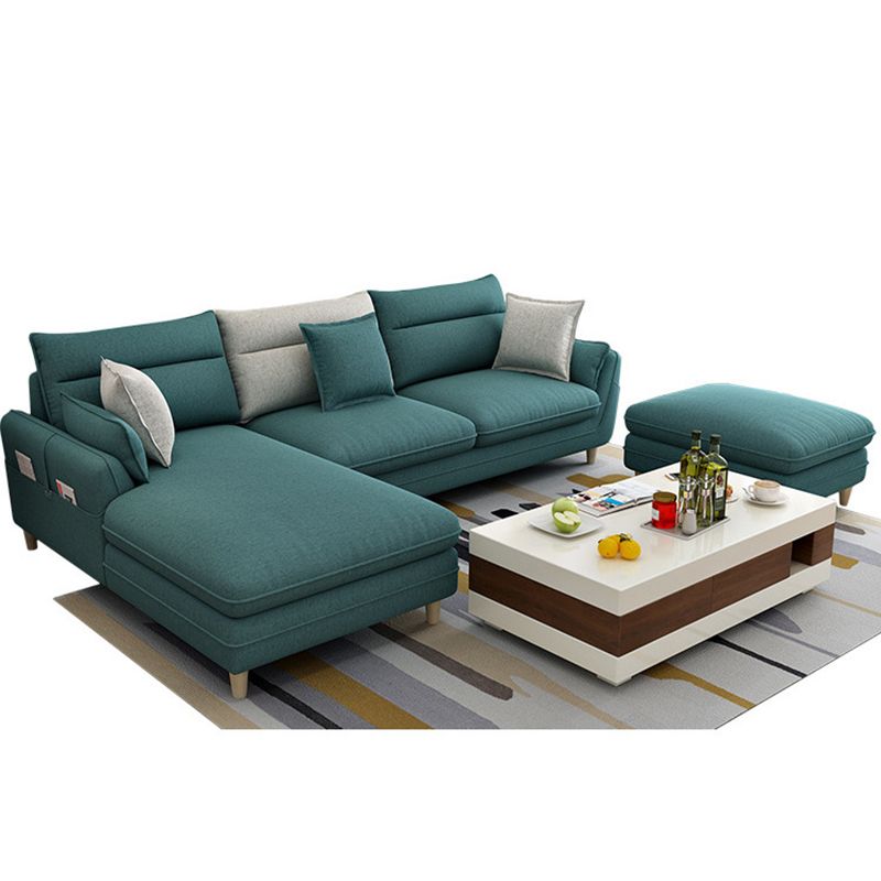 Slipcovered Fabric Sofa and Chaise 3/4-seater Pillow Top Arm Settee Furniture Clearhalo 'furn' 'furn_sectionals' 'Furniture' 'furniture_sectionals' 'kitchen' 'kitchen_sectionals' 'Living Room Furniture' 'Sectionals' 1200x1200_3414b9d6-f09e-478a-a106-c47f5cda519b