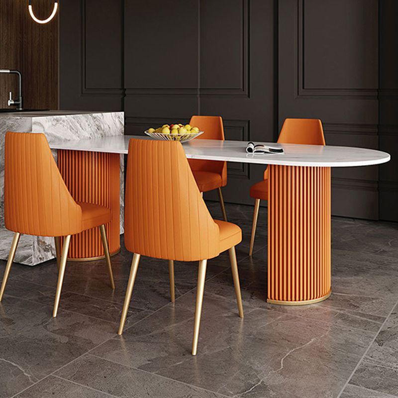 Modern Sintered Stone Dining Table Double Pedestal Table for Dining Room Clearhalo 'Dining Tables & Seating' 'Dining Tables' 'dining_table' 'furn' 'furn_dining_table' 'Furniture' 'Kitchen & Dining Furniture' 1200x1200_3415f42e-e857-4de8-be8b-76ee0ece9541