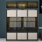 Engineered Wood Storage Cabinet with Glass Doors Contemporary Cabinet with Sliding Doors