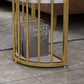 Glam Marble Pub Table with Specialty Table Top Gold Double Pedestal Table - 42" H Clearhalo 'Bar Furniture' 'Bar Tables' 'bar_tables' 'furn' 'furn_bar_tables' 'Furniture' 'furniture_bar_tables' 'Kitchen & Dining Furniture' 1200x1200_34168a31-738d-46ec-9821-b89c024e704b