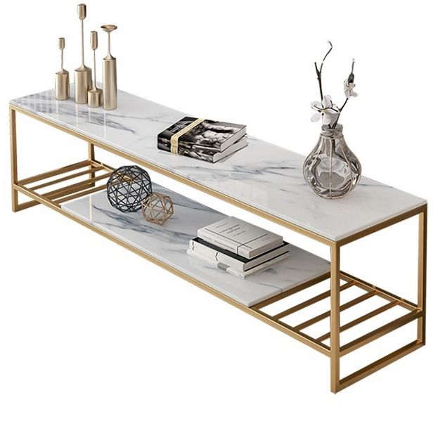 17.72 "H TV Style Glam Style Open Rangement Console TV avec 2 étagères pour le salon