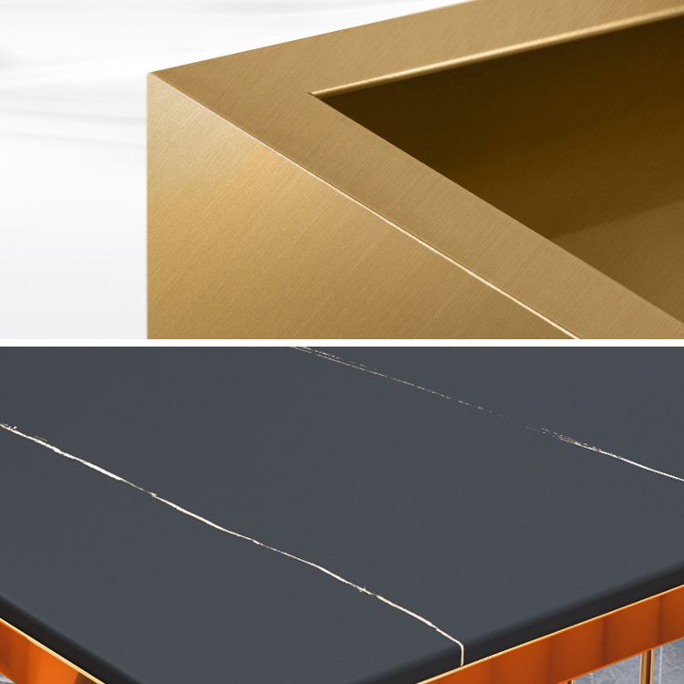 Traditional Luxury Style Dining Table Rectangle Sintered Stone Table with Gold Frame Clearhalo ' dining_table' 'Dining Tables & Seating' 'Dining Tables' 'furn' 'furn_dining_table' 'Furniture' 'furniture_dining_table' 'Kitchen & Dining Furniture' 'kitchen&dining_furn' 'kitchen' 'kitchen_dining_table' 1200x1200_341d9792-b6d8-4413-a060-20a3424009c1