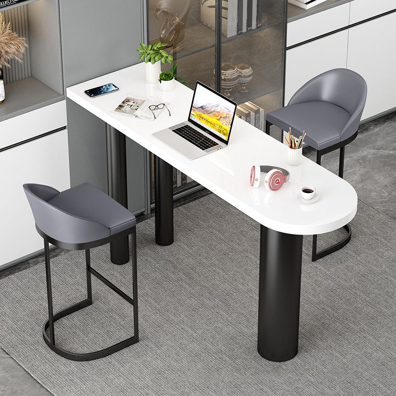 Stone Top Bar Dining Table Contemporary White Bar Dining Table with 3 Legs Clearhalo 'Bar Furniture' 'Bar Tables' 'bar_tables' 'furn' 'furn_bar_tables' 'Furniture' 'furniture_bar_tables' 'Kitchen & Dining Furniture' 1200x1200_341f26ec-c642-45e3-b386-4ec098951289