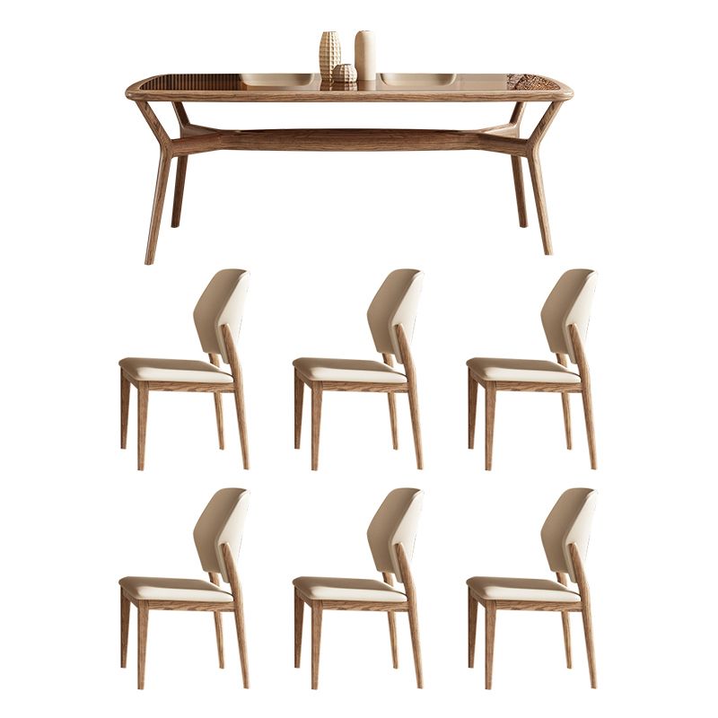 Contemporary Tempered Glass Top 4 Legs Base Dining Room Set for Kitchen