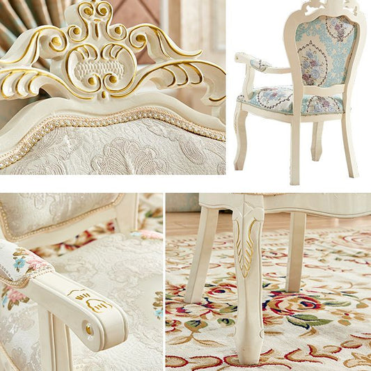European Style Birch Cotton Arm Chair Light Color Solid Back Dining Chair with White Legs Clearhalo ' kitchen&dining_furn' 'Dining Chairs' 'Dining Tables & Seating' 'dining_chair' 'furn' 'furn_dining_chair' 'Furniture' 'furniture_dining_chair' 'Kitchen & Dining Furniture' 'kitchen' 1200x1200_3420287f-61ca-400d-82bd-f3ab3a99a84f