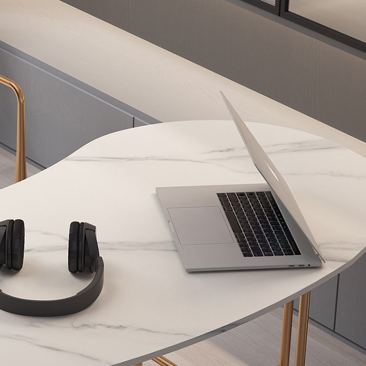 Glam Stone Writing Desk 29.53 "großer Büroschreibtisch mit Eisenbeinen