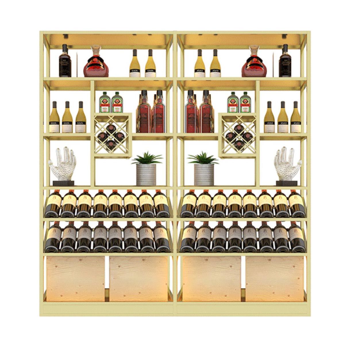 Freestanding Luxury Wine Jail Metal with Shelf Wine Rack Kit 11.8"Wide Clearhalo 'furn' 'furn_wine_racks' 'Furniture' 'Kitchen & Dining Furniture' 'Wine Racks' 'wine_racks' 1200x1200_3421e0e9-a4ef-424f-88f5-0d70cee52a6b