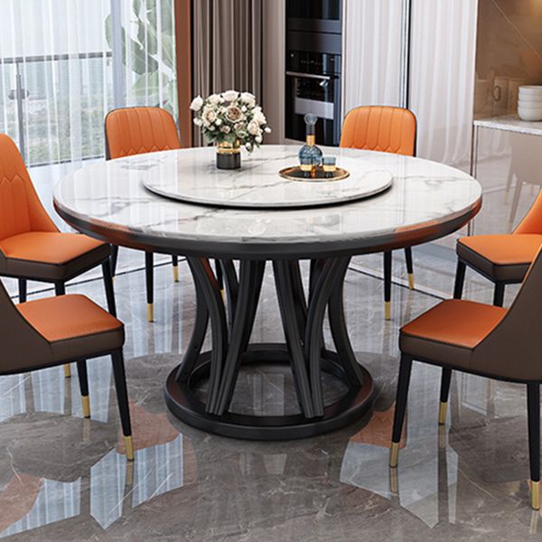Round Dining Table Modern Dining Table with Wood Pedestal in Black Clearhalo ' dining_table' 'Dining Tables & Seating' 'Dining Tables' 'furn' 'furn_dining_table' 'Furniture' 'furniture_dining_table' 'Kitchen & Dining Furniture' 'kitchen&dining_furn' 'kitchen' 'kitchen_dining_table' 1200x1200_3422d002-ebae-42cd-b4ad-b67f8c900dae