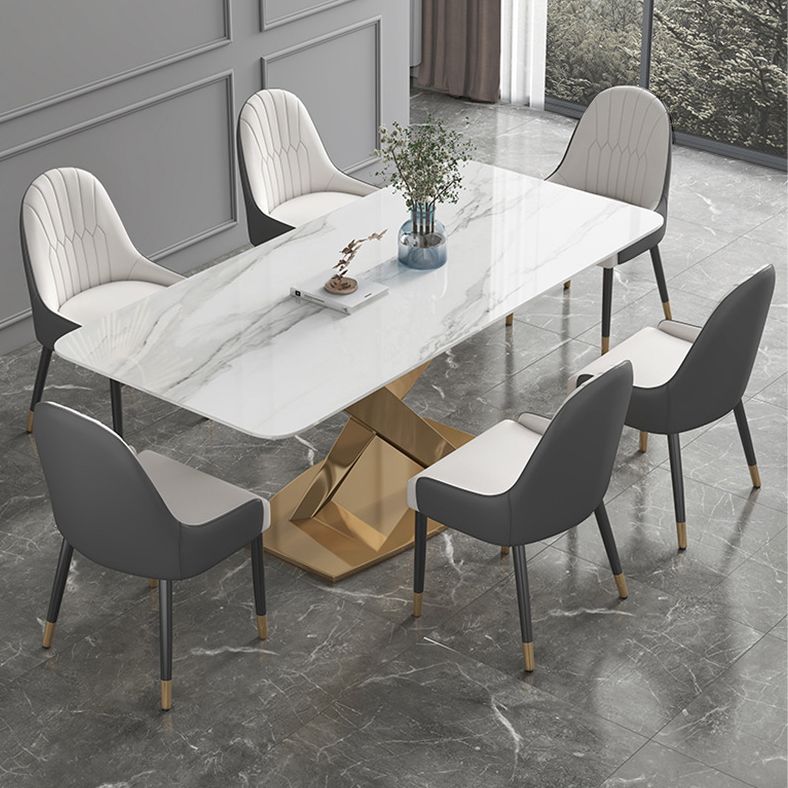 Glam Sintered Stone Dining Set 1/2/5/7 Pieces Dining Set for Dining Areas Clearhalo 'Dining Room Sets' 'Dining Tables & Seating' 'dining_room_set' 'furn' 'furn_dining_room_set' 'Furniture' 'furniture_dining_room_set' 'Kitchen & Dining Furniture' 1200x1200_342308d8-831a-40a3-a5f0-90b2b001082b