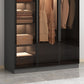 Freestanding Grey Wood Frame Wardrobe Modern Multifunctional Wardrobe with Glass Doors Clearhalo 'Armoires & Wardrobes' 'armoires_wardrobes' 'Bedroom Furniture' 'furn' 'furn_armoires_wardrobes' 'Furniture' 1200x1200_34253ae6-872c-4502-86f3-6855c33b692a
