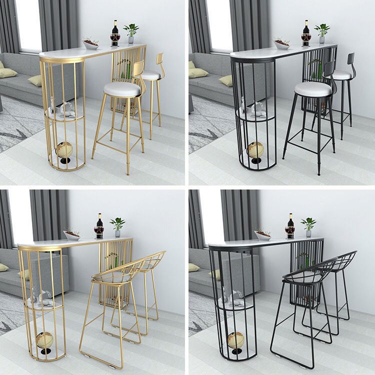 Specialty Pub Table Glam Bar Height Stone Top Bar Table for Living Room