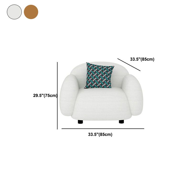 Leather/Wool Modern Curved Sofa 29.52" High Round Arm Seating