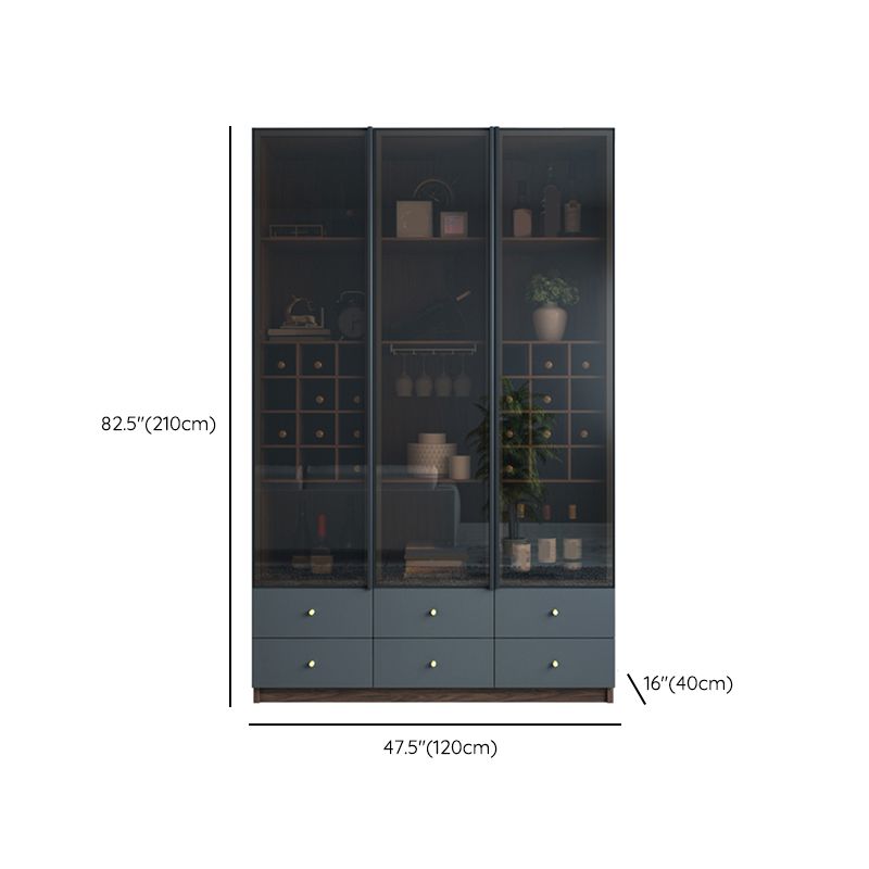 Scandinavian Faux Wood Storage Cabinet Black Glass Doors Display Cabinet for Bedroom Clearhalo 'Display & China Cabinets' 'display_china_cabinets' 'furn' 'furn_display_china_cabinets' 'Furniture' 'Kitchen & Dining Furniture' 1200x1200_3429852f-42dc-45e8-887f-a13da9c14ea1