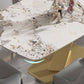 Glam Rectangle Dining Table Sintered Stone Table with Metal Leg for Home Clearhalo 'Dining Tables & Seating' 'Dining Tables' 'dining_table' 'furn' 'furn_dining_table' 'Furniture' 'Kitchen & Dining Furniture' 1200x1200_342aa145-329c-40df-84d6-045b340b1b02