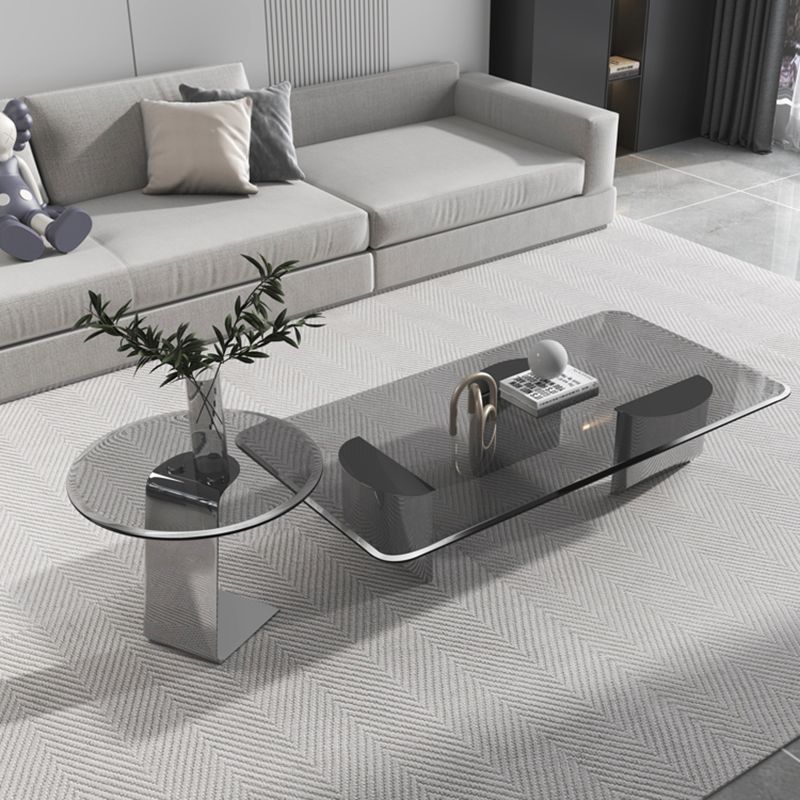 13.7" Contemporary Style 3 Legs Metal Base Square Glass Top Coffee Table Clearhalo 'Coffee & Accent Tables' 'Coffee Tables' 'coffee_tables' 'furn' 'furn_coffee_tables' 'Furniture' 'Living Room Furniture' 1200x1200_342bea8e-5b6a-4873-8385-bd2e20a17022