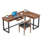 L-Form Solid Pine Writing Table Industrial Home Working Table