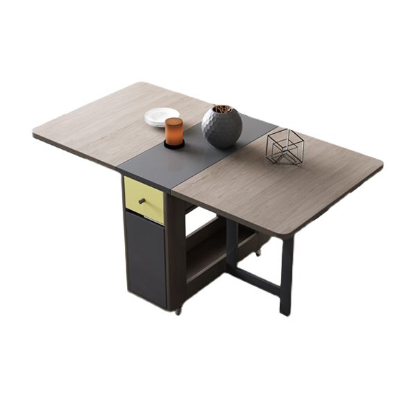 Foldable Artificial Wooden Top Table Rectangle Extendable Table with Storage Trestle Base Clearhalo ' dining_table' 'Dining Tables & Seating' 'Dining Tables' 'furn' 'furn_dining_table' 'Furniture' 'furniture_dining_table' 'Kitchen & Dining Furniture' 'kitchen&dining_furn' 'kitchen' 'kitchen_dining_table' 1200x1200_342ea332-9392-4531-9a18-4ed949efdc63