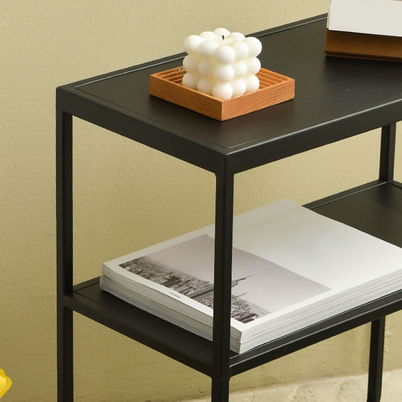 21,65 "tavolo laterale alto 4 gambe tavolo di divano di divano laterale con scaffale