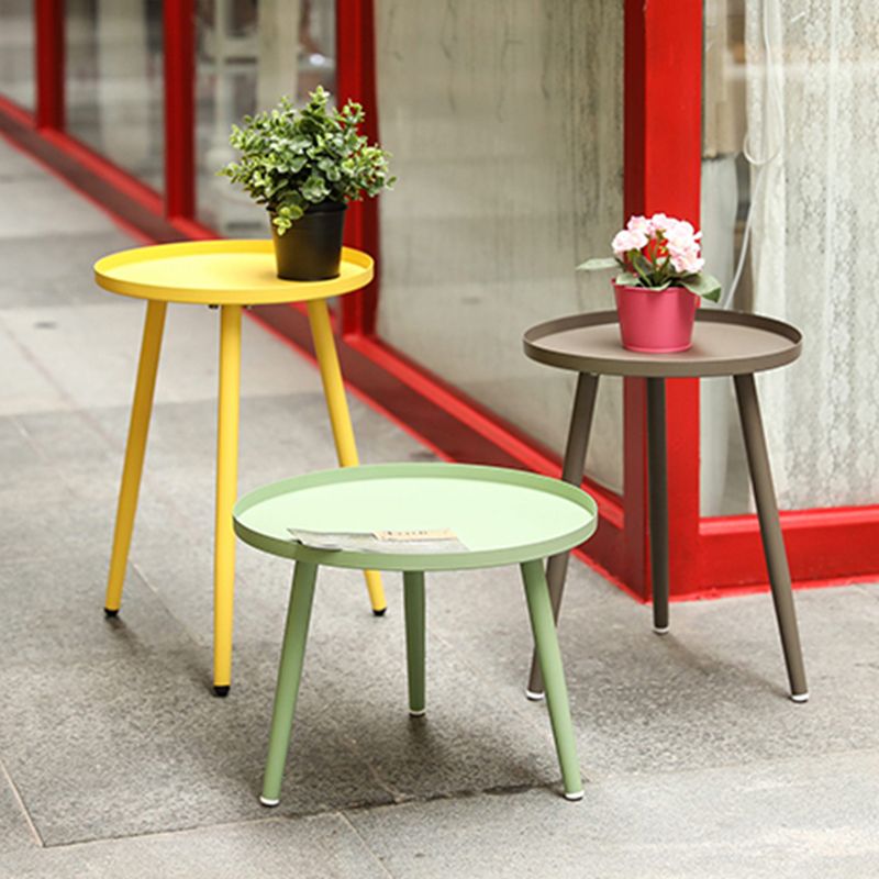 Metal Round 3 Legs End Table Minimalist Tray Top Accent Side Table