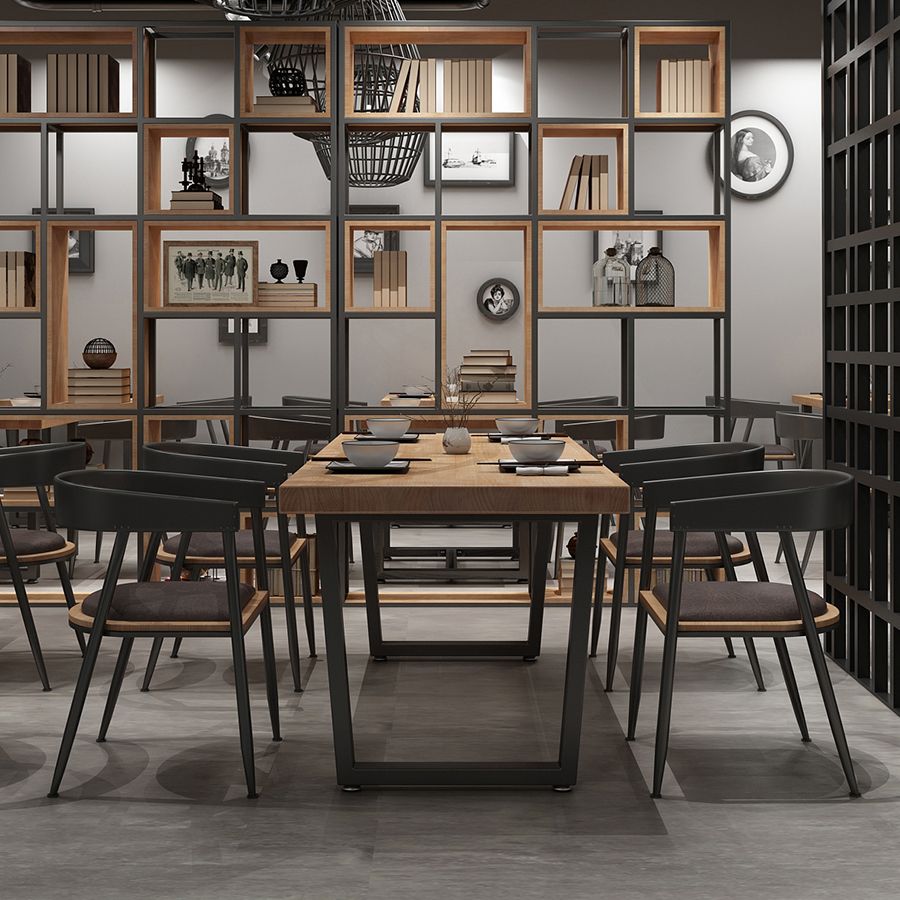 Industrial Style Solid Wood Dining Table Brown Rectangle Sled Base Table for Dinning Room Clearhalo ' dining_table' 'Dining Tables & Seating' 'Dining Tables' 'furn' 'furn_dining_table' 'Furniture' 'furniture_dining_table' 'Kitchen & Dining Furniture' 'kitchen&dining_furn' 'kitchen' 'kitchen_dining_table' 1200x1200_34302080-d94b-4c93-b23a-6dd994c979f1