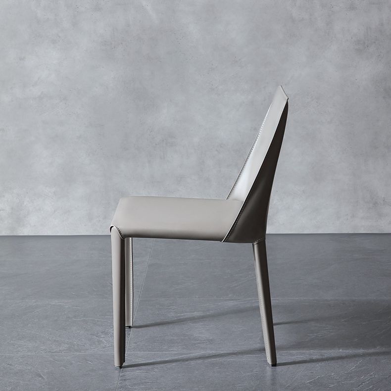 Contemporary Metal Kitchen Dining Side Chair Solid Back Dining Side Chair Clearhalo ' kitchen&dining_furn' 'Dining Chairs' 'Dining Tables & Seating' 'dining_chair' 'furn' 'furn_dining_chair' 'Furniture' 'furniture_dining_chair' 'Kitchen & Dining Furniture' 'kitchen' 1200x1200_343197ca-ab85-4219-a6a2-32074bf29ec2