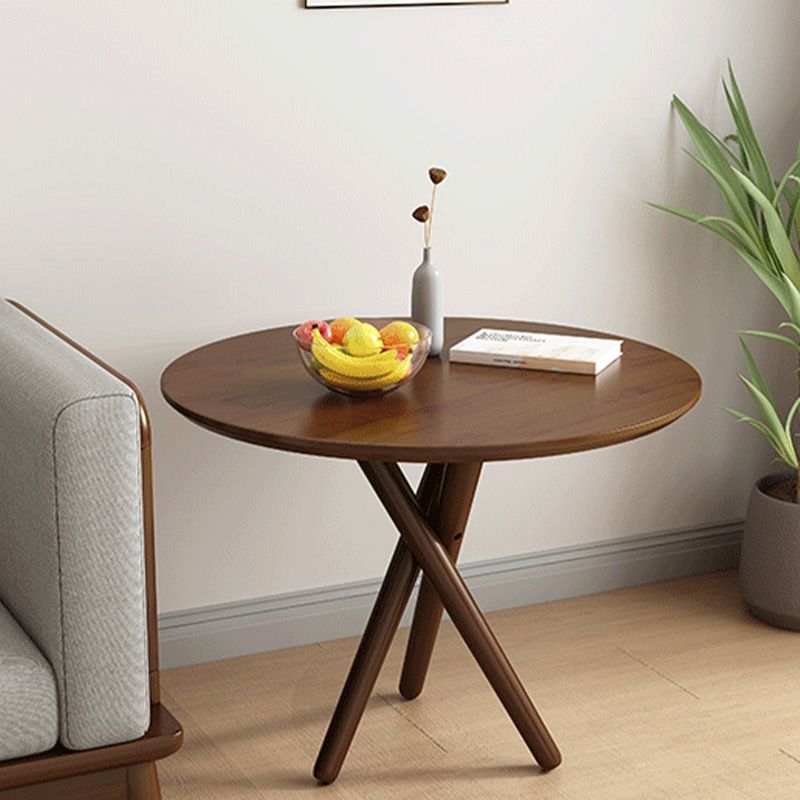 Mesa auxiliar de madera sólida 3 patas redonda de la sala de estar nórdica