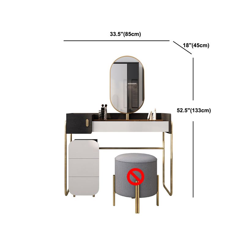 Temperierte Glas Arbeitsplatte Schwarz/Weiß -Basis mit 4 Schubladenkommoden