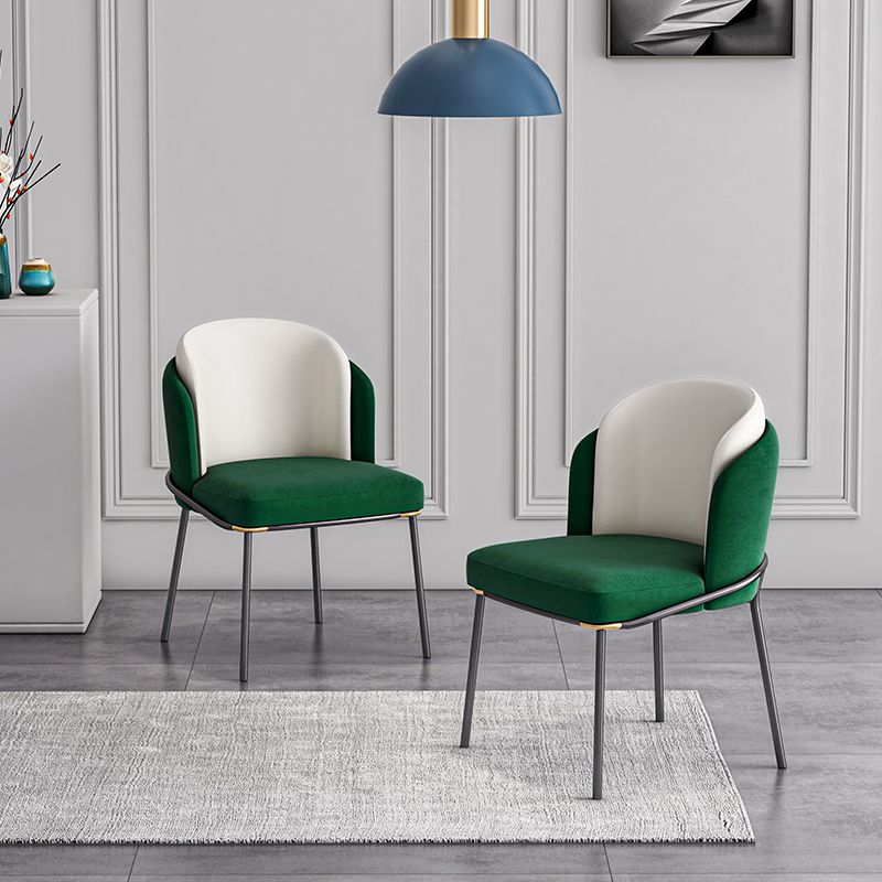 Contemporary Metal Dining Chairs Upholstered Armless Dining Chairs for Home Use Clearhalo ' kitchen&dining_furn' 'Dining Chairs' 'Dining Tables & Seating' 'dining_chair' 'furn' 'furn_dining_chair' 'Furniture' 'furniture_dining_chair' 'Kitchen & Dining Furniture' 'kitchen' 1200x1200_34349582-6f7c-4358-aab0-945175145019