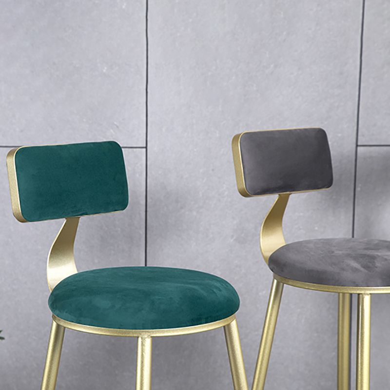 Glam Armless Backrest Counter Stool Iron Beauty Shop Bar Stool with Velvet Cushion Clearhalo 'Bar Furniture' 'Bar Stools' 'bar_stools' 'furn' 'furn_bar_stools' 'furniture_bar_stools' 'Kitchen & Dining Furniture' 'kitchen&dining_furn' 'kitchen' 'kitchen_furn' Furniture' 1200x1200_34349675-5635-4b15-bb19-6150877c446f